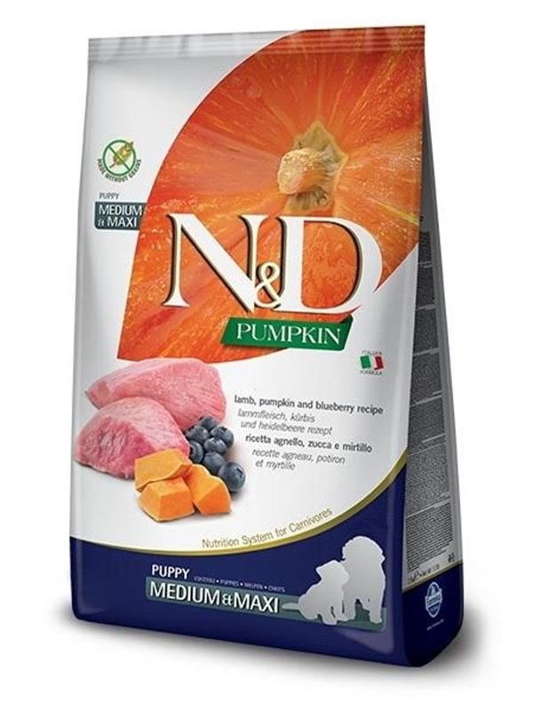 Farmina N&D GF PUMPKIN DOG LAMB&BLUEBERRY PUPPY MEDIUM/MAXI 12kg