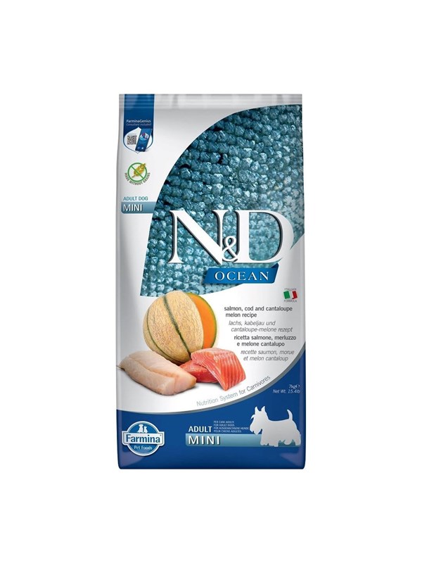 Farmina N&D Ocean hund laks, torsk, cantaloupe, melon voksen mini - tørr hundemat - 7kg