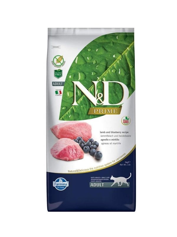 Farmina N&D Prime Lamb & Blueberry - tørrfôr til katt - 5kg