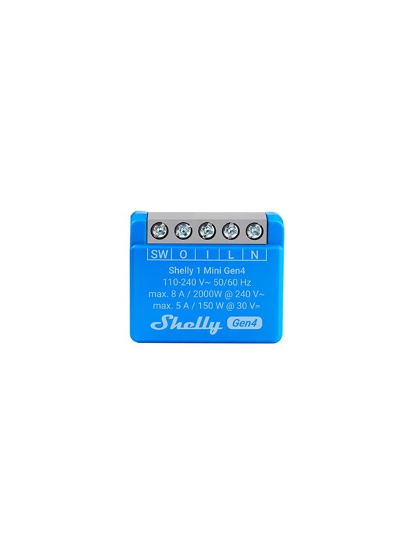 Shelly 1 Mini Gen4 - WiFi & Zigbee relé med potensialfritt kontaktsett (230VAC)
