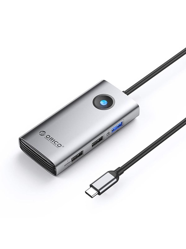 ORICO PW11-5P USB-C Hub Docking Station 1x USB-A 3.0 + 2x USB-A 2.0 + 1x USB-C PD + 1x HDMI - Gray USB-hub - USB 3.0 - Grå
