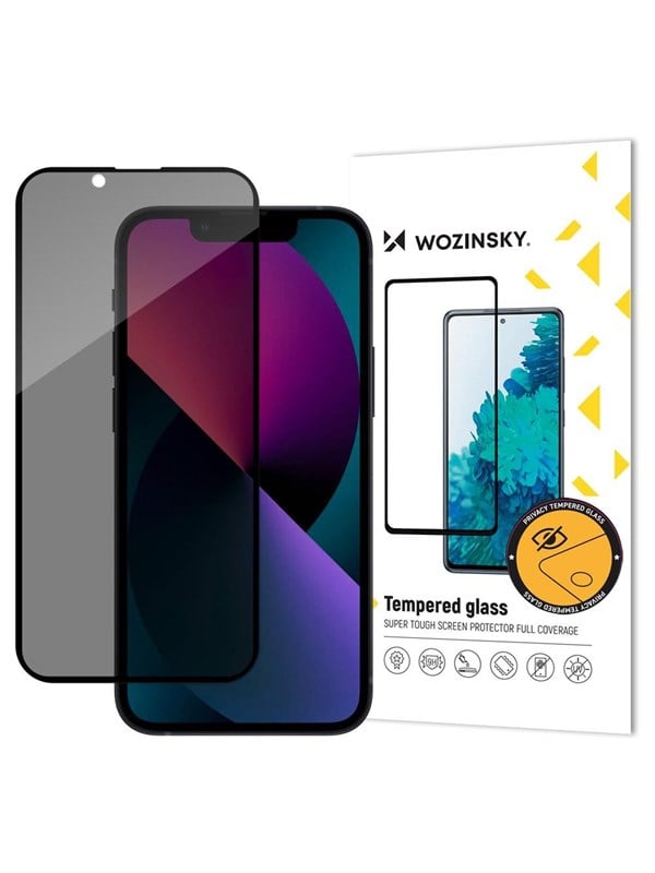 Wozinsky Privacy Glass herdet glass for iPhone 17e / 16e / 14 m.fl.