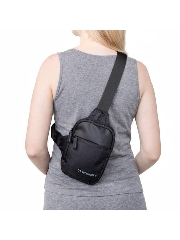 Wozinsky WMS-W1 Unisex mini skulderveske vanntett med to rom for telefon - Svart