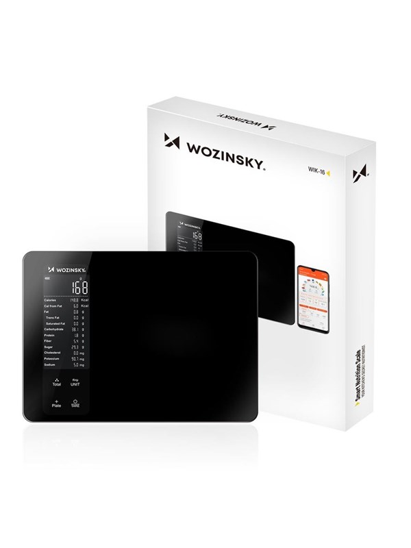Wozinsky Kjøkkenvekt WIK-16 Smart kjøkkenvekt med digitalt display, Bluetooth-app - Svart