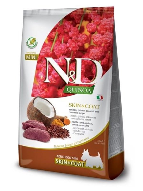 Farmina N&D Quinoa Dog Skin&Coat Venison, Coconut Adult Mini - tørr hundemat - 2.5 kg