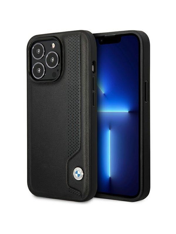 BMW BMHCP14L22RBDK iPhone 14 Pro 6.1" black/black hardcase Leather Blue Dots