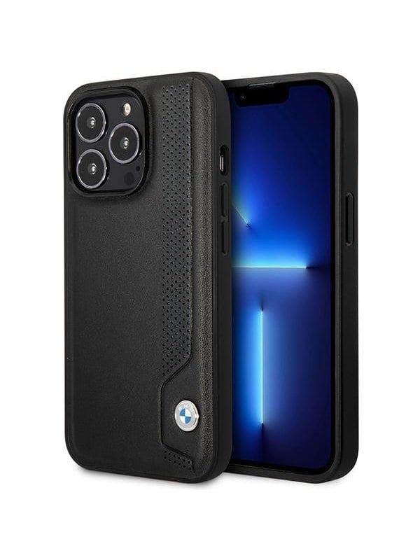 BMW BMHCP14X22RBDK iPhone 14 Pro Max 6.7" black/black hardcase Leather Blue Dots