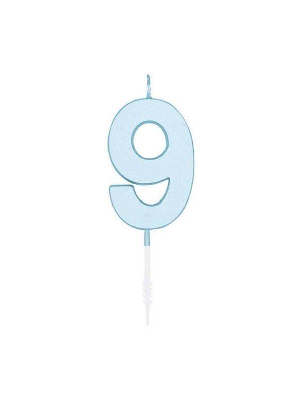 Globos Cake candle 4.5cm Pastel Blue no. 9