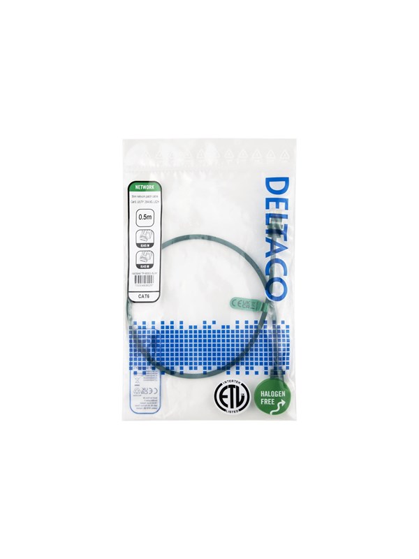 Deltaco patch cable - 0.5 m - green - Grønn