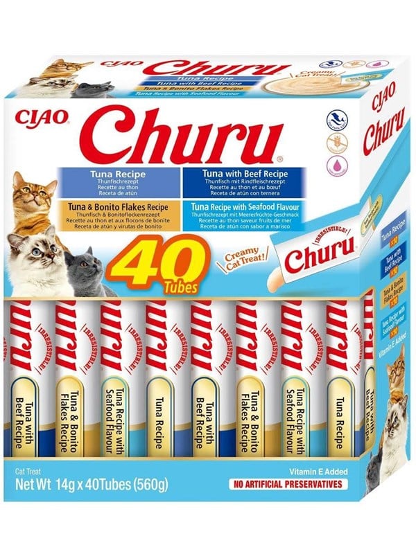 INABA Churu Variety box Tuna - kattegodbiter - 40 x 14g