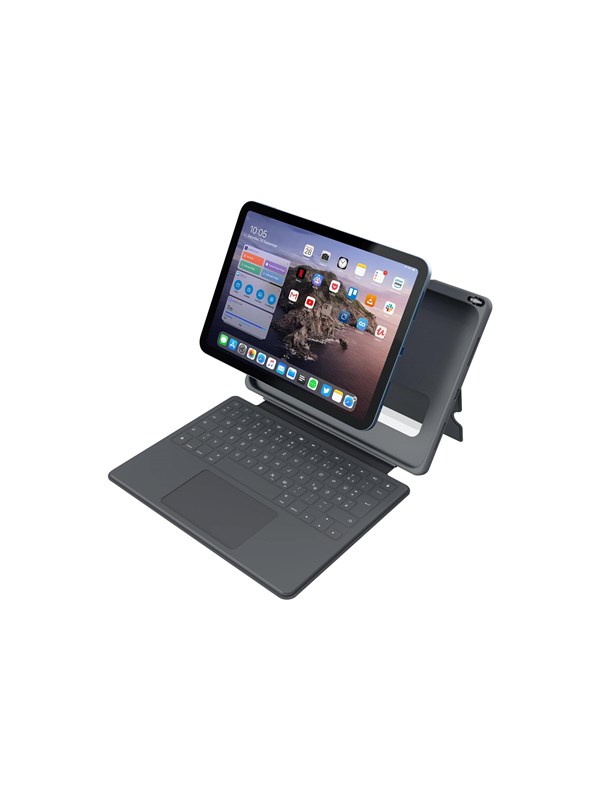 Deqster Touch PLUS - keyboard and folio - Tastatur & Foliosett - Sveitsisk - Grå
