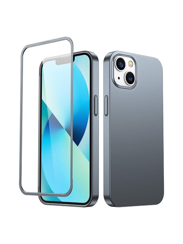 Joyroom 360 Full Case front and back cover for iPhone 13 + tempered glass screen protector grey (JR-BP927 tranish)