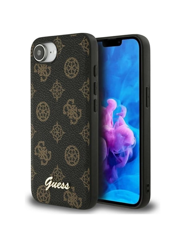 GUESS Peony Script Logo MagSafe iPhone 16e Case Black