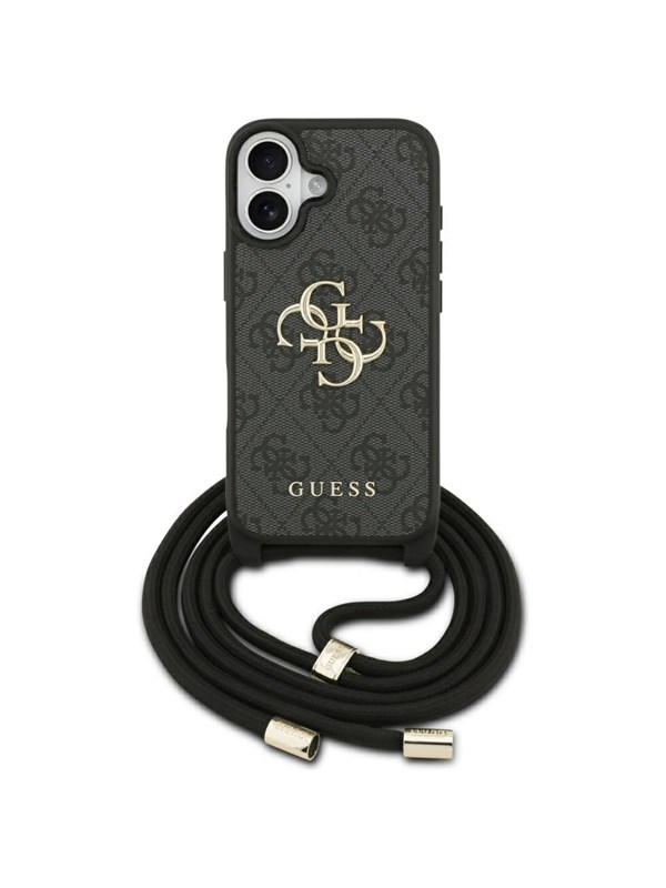 GUESS 4G Big Logo Cord Stap Crossbody Case for iPhone 17 - Black