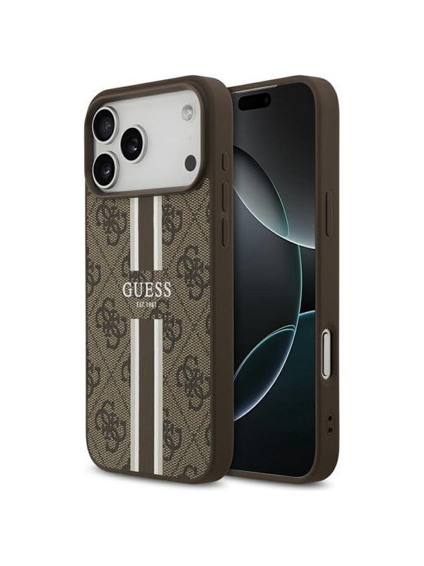 GUESS 4G Printed Stripes MagSafe case for iPhone 17 Pro Max - brown
