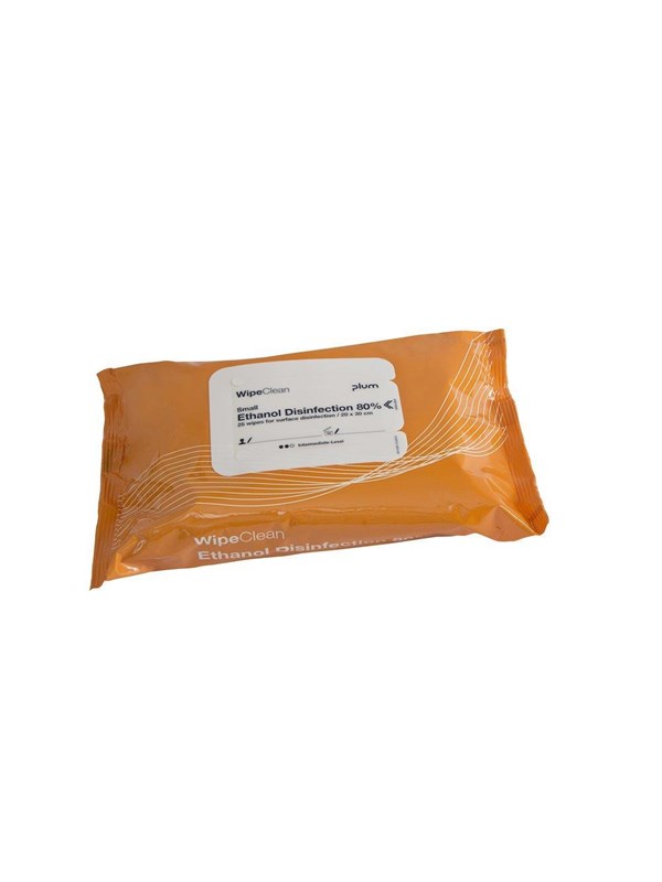 Plum WipeClean Etanol desinfeksjon 80% wipes renseserviet small - 25 stk.