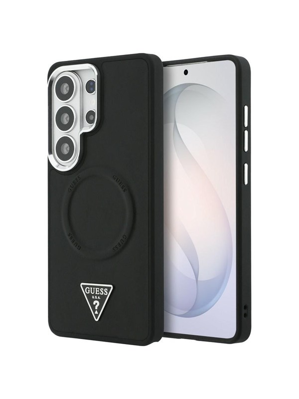 GUESS Embossed Ring Triangle Logo MagSafe Case for Samsung Galaxy S26 Ultra - Black