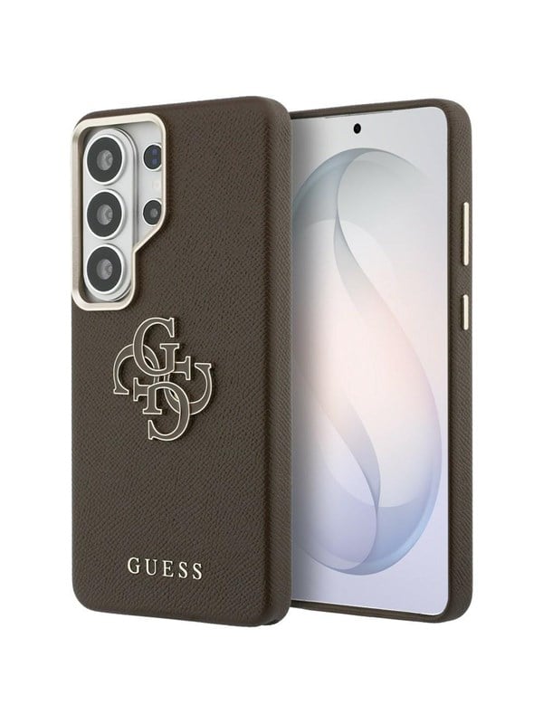 GUESS Grained Big 4G Metal Logo Case for Samsung Galaxy S26 Ultra - Brown