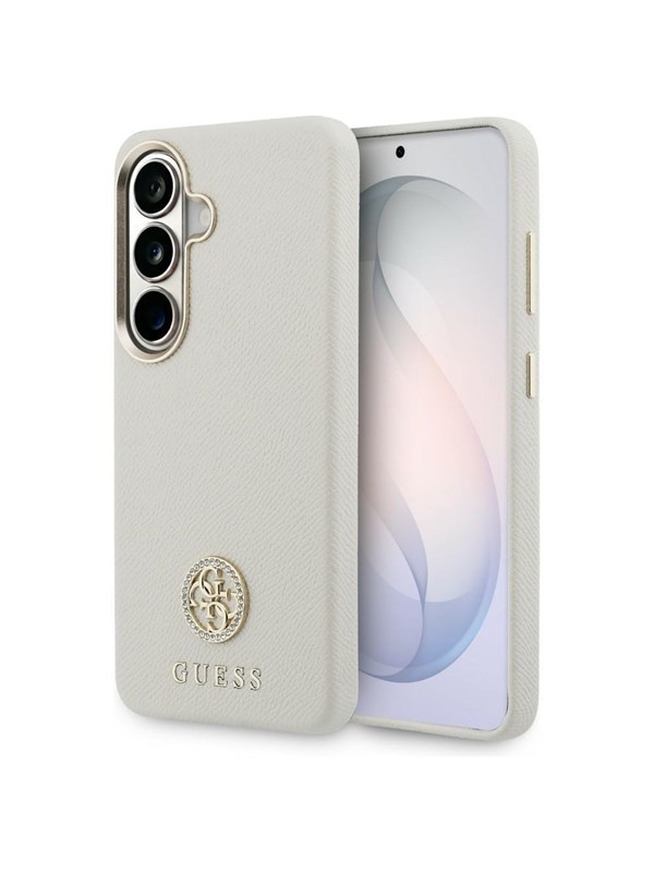 GUESS Rhinestone Round Logo MagSafe Case for Samsung Galaxy S26 - Beige