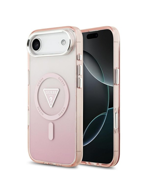 GUESS IML Gradient Triangle Logo MagSafe iPhone Air Case - Pink