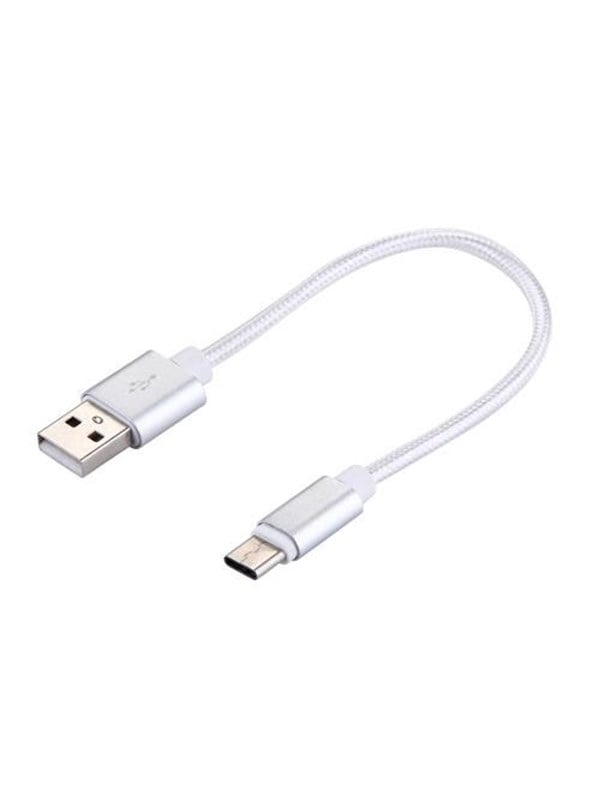 SiGN Kort USB-C-Cable with Nylon Fabric 2.4A - 12W - 20cm - Silver