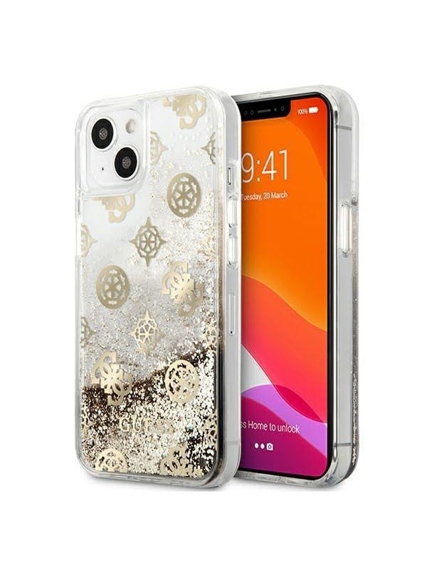 GUESS GUHCP13SLGPEGO iPhone 13 mini 5.4" gold/gold hardcase Peony Liquid Glitter