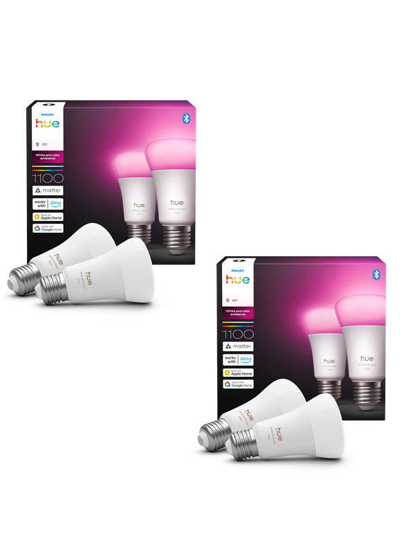 Philips Hue Color A60 Pære – 1100 Lumen – 4-pakning