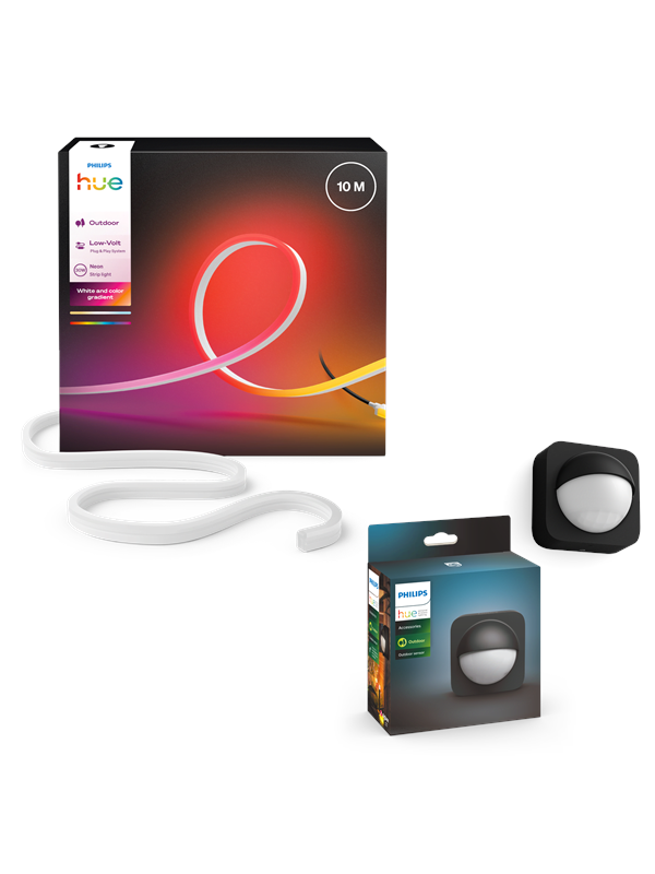 Philips Hue Neon Utendørs LED-stripe 10m + Utendørs bevegelsessensor