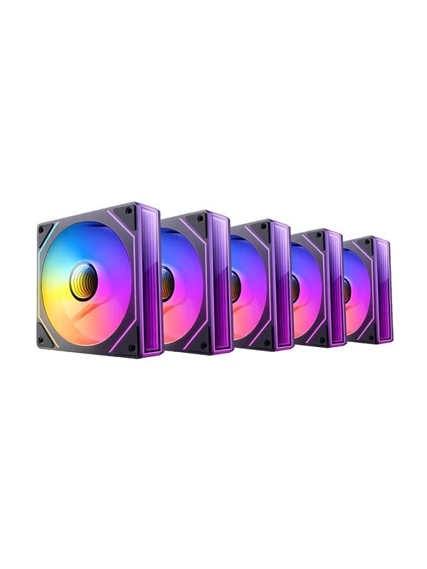 DUTZO INF 120 PWM ARGB Reverse (5-pack) - Kabinettvifte - 120mm - Svart med RGB LED-lys - 28 dBA