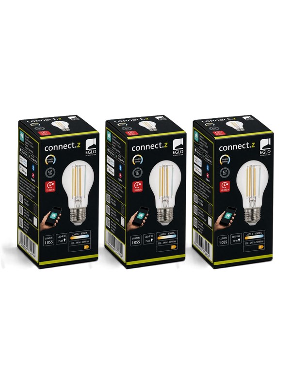 EGLO E27 LED-Z MATTER A60 8W CCT 1055lm clear – 3 pack