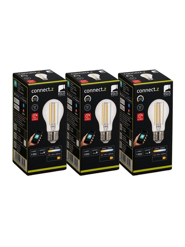 EGLO E27 LED-Z MATTER A60 RGBW 7.5W 806lm clear – 3 pack
