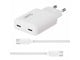 Mobil - Adaptere og ladere - X2O 65W GaN Dual SLIM AVS Charger (Incl. 1.5 m USB-C to USB-C Cable) - White - 01057