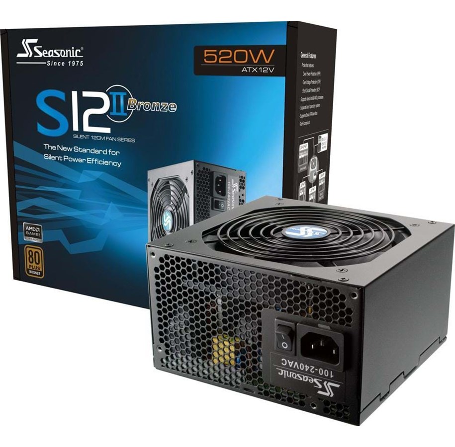 Strømforsyning (PSU) - Seasonic S12II-520 Strømforsyning (PSU) - 520 Watt - 120 mm - ATX - 80 Plus Bronze sertifisert - S12II-520