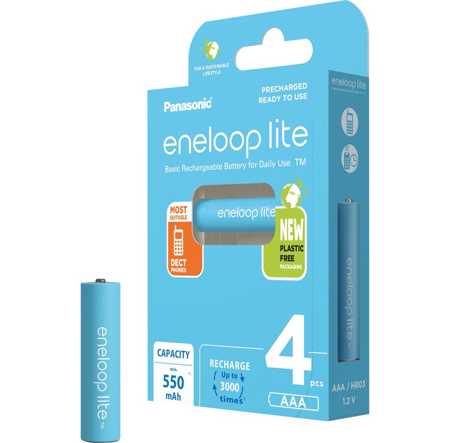 Batteri - Panasonic eneloop lite BK-4LCCE/4BE battery - 4 x AAA - NiMH - BK-4LCCE/4BE