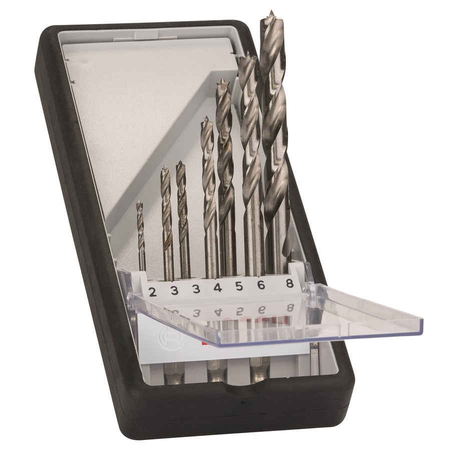 Bormaskin & Bits - Bosch 7-delers Robust Line trespiralbor-sett, sekskanttange 2; 3; 3; 4; 5; 6; 8 mm - 2607019923