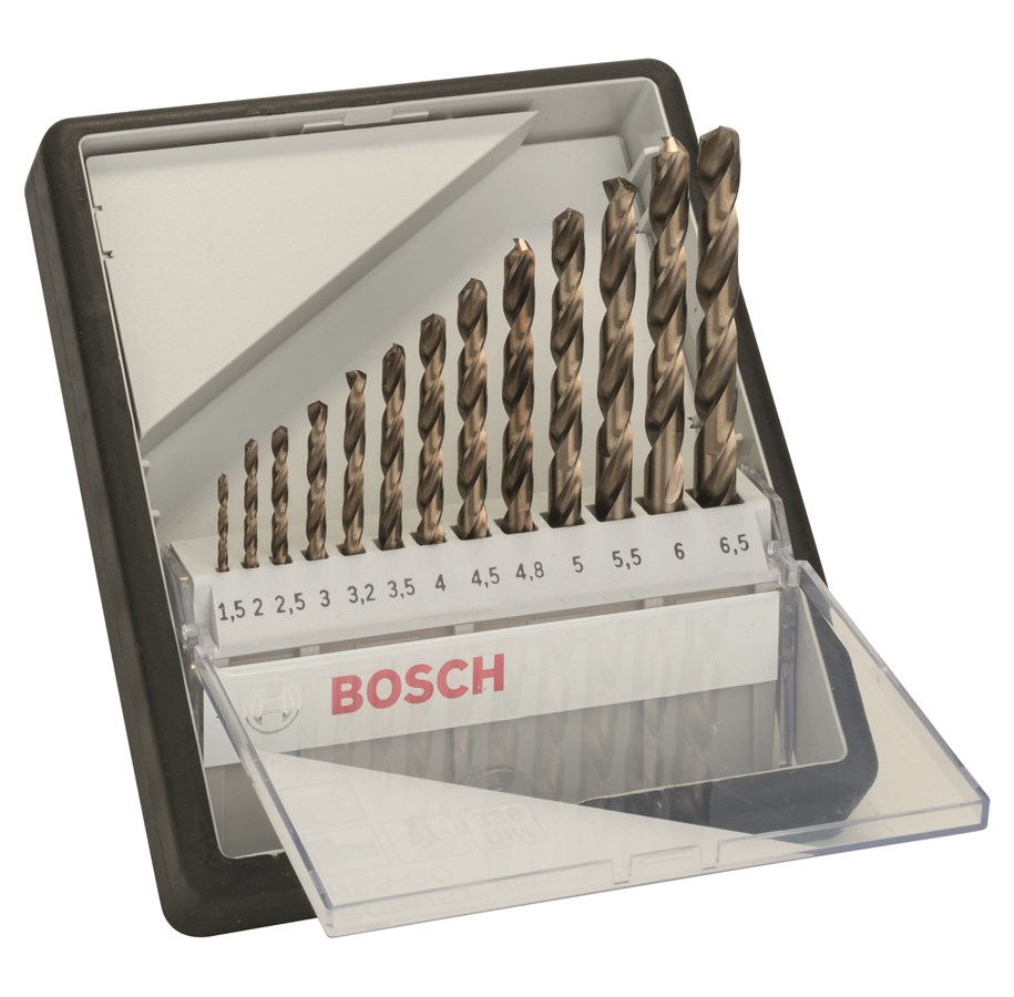Bormaskin & Bits - Bosch 13-delers Robust Line metallbor-sett HSS-Co 1,5; 2; 2,5; 3; 3,2; 3,5; 4; 4,5; 4,8; 5; 5,5; 6; 6,5 mm - 2607019926