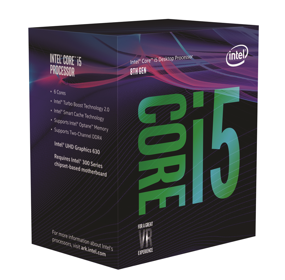 Prosessor/CPU - Intel Core i5-8400 Coffee Lake Prosessor/CPU - 6 kjerner - 2.8 GHz - Intel LGA1151 - Intel Boks (med kjøler) - BX80684I58400