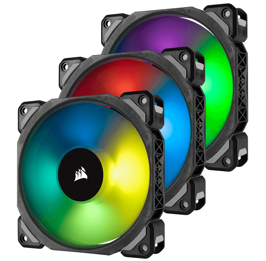 Kabinettvifte - Corsair ML120 PRO RGB 3-Pack + Node PRO - Kabinettvifte - 120mm - Blå - 25 dBA - CO-9050076-WW