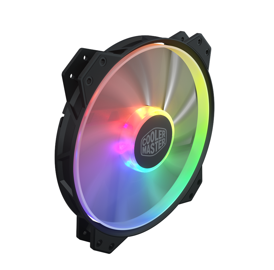 Kabinettvifte - Cooler Master MasterFan MF200R RGB - Kabinettvifte - 200mm - Svart med RGB LED-lys - 28 dBA - R4-200R-08FC-R1