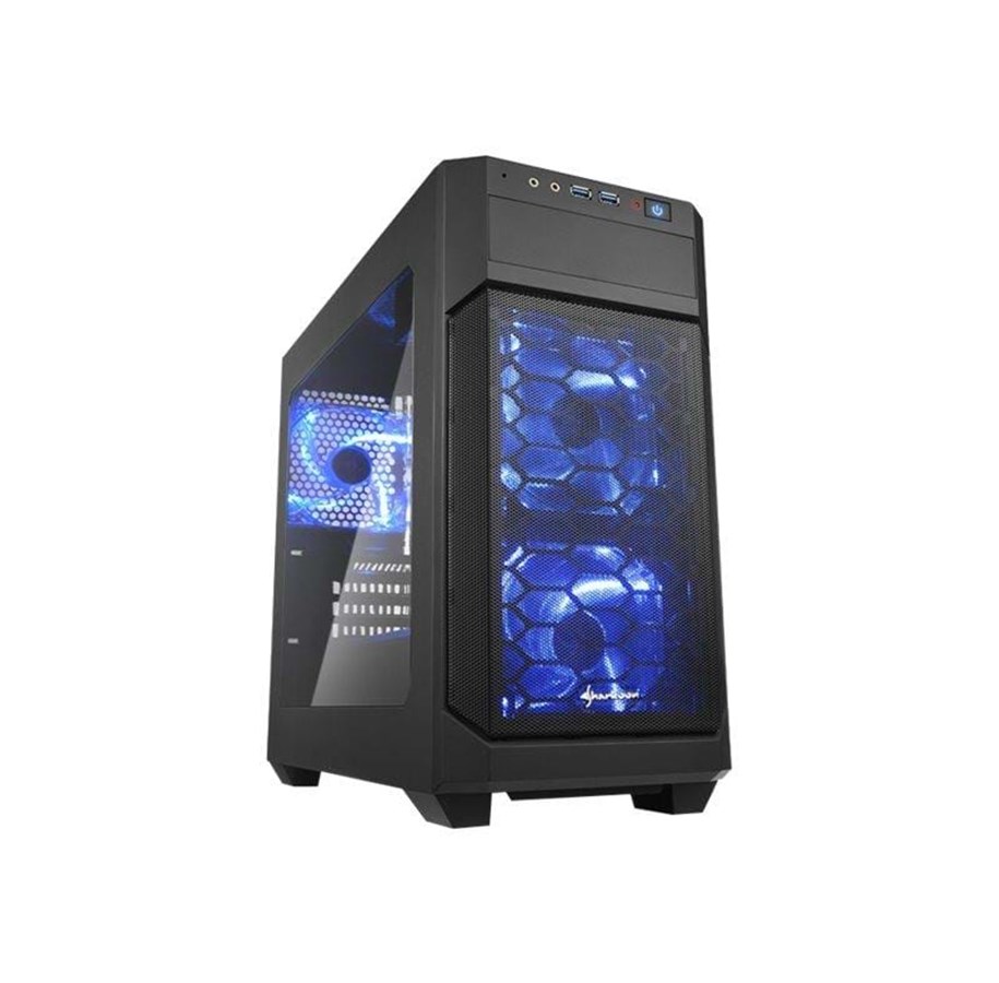 Kabinett - Sharkoon V1000 Window - miditower - micro-ATX - Kabinett - Miditower - Svart - 4044951013968 Window