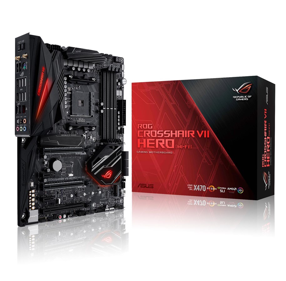 Hovedkort - ASUS ROG CROSSHAIR VII HERO + AMD Ryzen 7 2700X CPU & Hovedkort - AMD X470 - AMD AM4 socket - DDR4 RAM - ATX - CROSSHAIR VII HERO-2700x