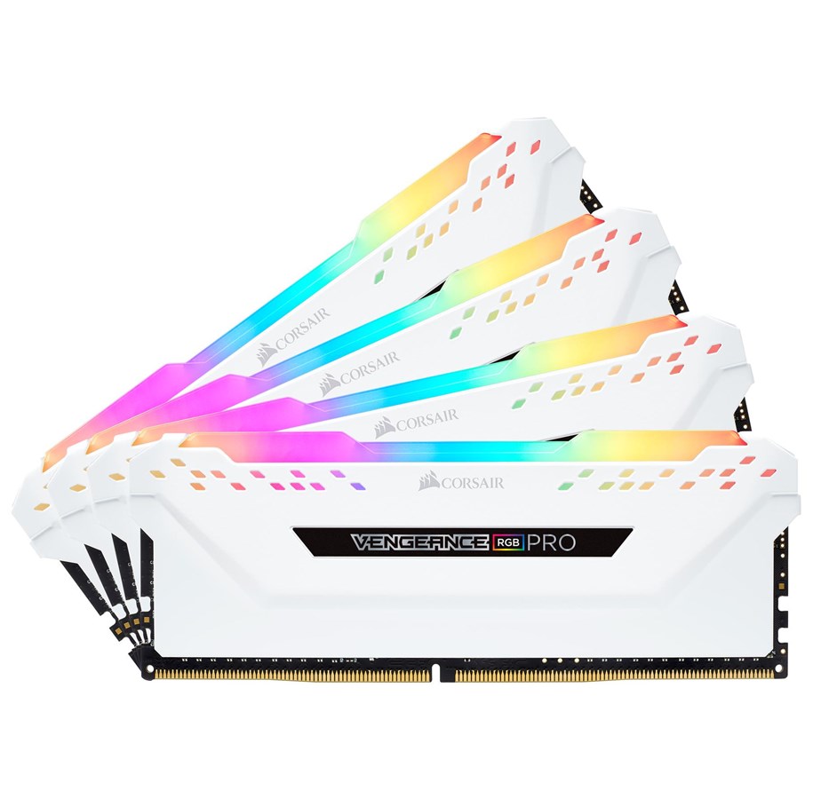 RAM - Corsair Vengeance RGB PRO DDR4-3200 - 64GB - CL16 - Quad Channel (4 pcs) - Intel XMP - Hvit med RGB - CMW64GX4M4C3200C16W