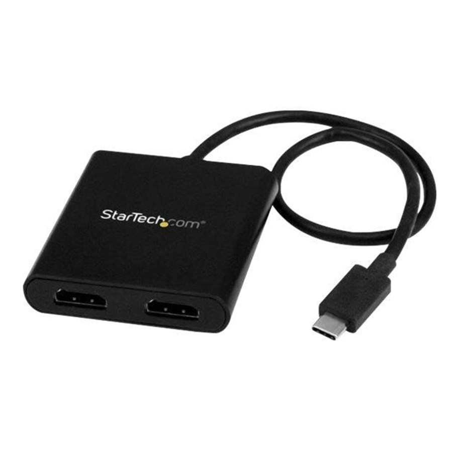 Skjermkabel - StarTech.com 2-Port USB-C to HDMI MST Hub - 4K Dual Monitor Splitter - external video adapter - black - MSTCDP122HD