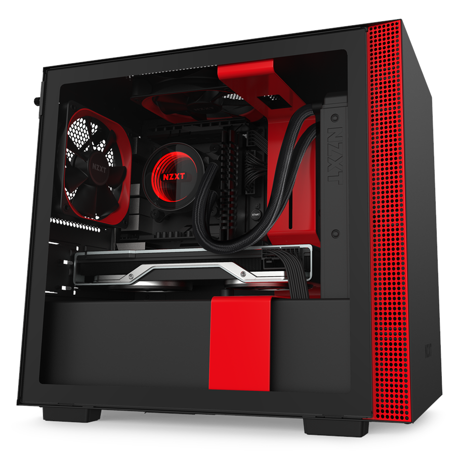 Kabinett - NZXT H210 Matte Black/Red - Kabinett - Miditower - Rød - CA-H210B-BR