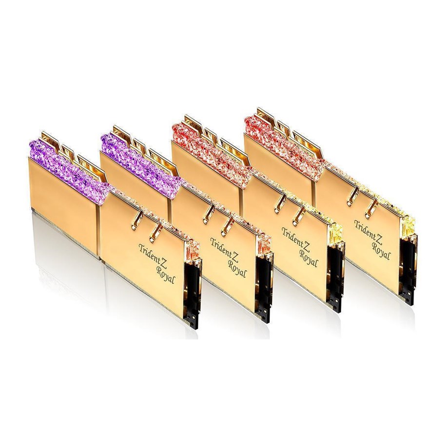 RAM - G.Skill Trident Z Royal DDR4-3200 - 64GB - CL14 - Quad Channel (4 pcs) - Intel XMP - Gold med RGB - F4-3200C14Q-64GTRG