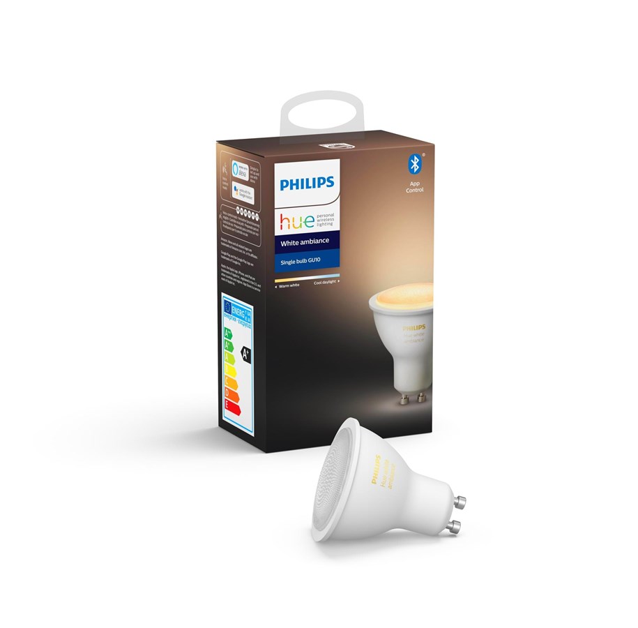 Smarthus - Philips Hue White Ambiance GU10 Pære - BT - 929001953301