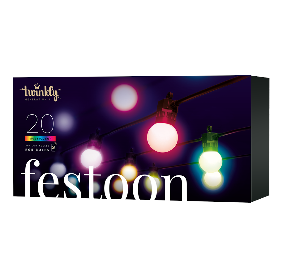 Smarthus - Twinkly Festoon – 20 app-kontrollerte RGB LED, 10 m, svart ledning *DEMO* - TWF020STP-BEU