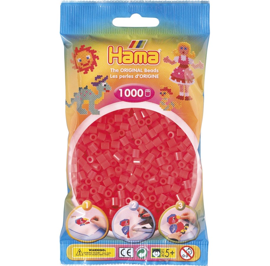 Kreative leker - Hama Beads Red Neon 1000 pcs - 207-35