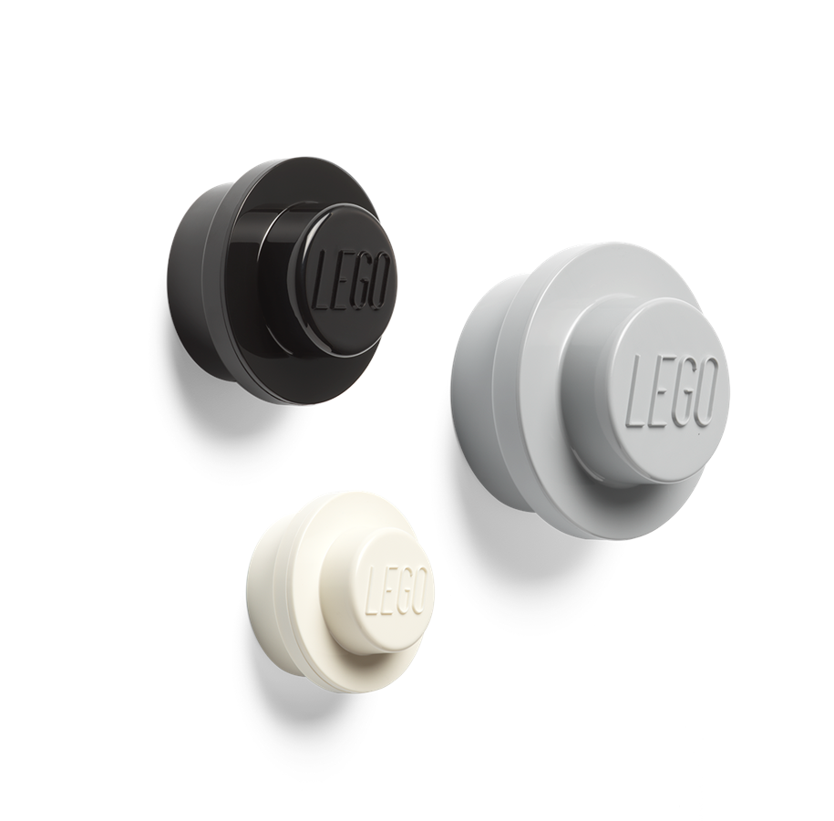 Barnerom - LEGO knagg til barnerommet - 3 pk - hvit, svart, grå - 40161733