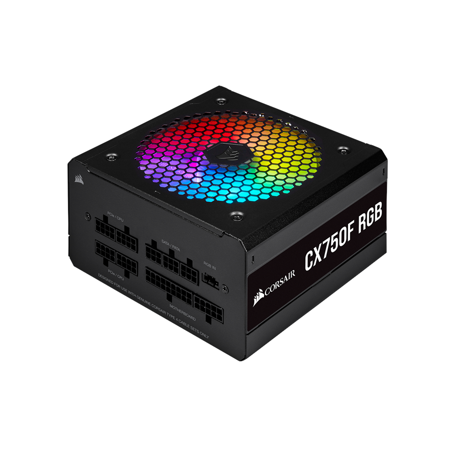 Strømforsyning (PSU) - Corsair CX750F RGB - Black Strømforsyning (PSU) - 750 Watt - 120 mm - ATX - 80 Plus Bronze sertifisert - CP-9020218-EU